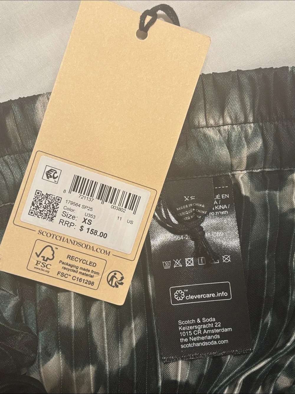 Scotch & Soda Black Pleated Midi Skirt with Teal & White Floral Print
